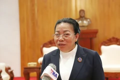 La vicepresidenta de la Asamblea Nacional de Laos, Sounthone Xayachak, en la entrevista. (Fuente: VNA)