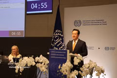 El embajador Mai Phan Dung, jefe de la Misión Permanente de Vietnam en Ginebra, habla en el evento. (Fuente: VNA)