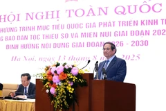 El primer ministro vietnamita, Pham Minh Chinh, habla en el evento. (Fuente: VNA)