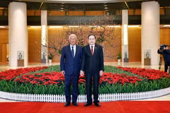 El presidente de la Asamblea Nacional de Vietnam, Tran Thanh Man, y el titular del Consejo Europeo, António Costa. (Fuente: VNA)