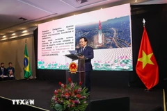 El embajador de Vietnam en Brasil, Bui Van Nghi, habla en el evento. (Fuente: Embajada vietnamita en Brasil/VNA)