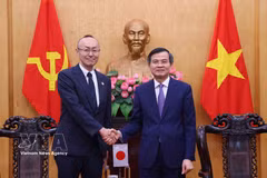 El director de la Academia Nacional de Política Ho Chi Minh, Doan Minh Huan, se reúne con Kobayashi Yosuke, representante jefe de la Agencia Japonesa de Cooperación Internacional (JICA) en Vietnam. (Foto: VNA)