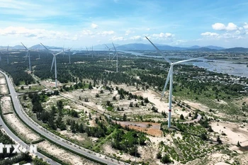 La central eólica Phuong Mai, ubicada en la Zona Económica de Nhon Hoi, provincia de Gia Lai, consta de 11 unidades generadoras con una capacidad total de 26,4 MW. (Fuente: VNA)