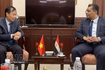 El embajador de Vietnam en Egipto, Nguyen Nam Duong y el gobernador de la provincia egipcia del Mar Rojo, Walid Al Barqi (Foto: VNA)
