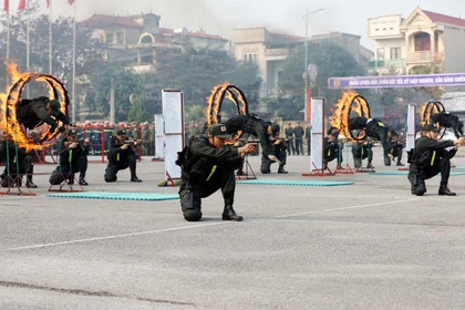 Entrenamiento de fuerzas para garantizar la seguridad durante el XIV Congreso del Partido