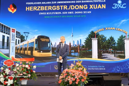 El embajador vietnamita en Alemania, Nguyen Dac Thanh, pronuncia su discurso (Fuente: VNA)