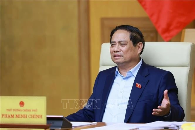 El primer ministro de Vietnam, Pham Minh Chinh, interviene en la cita (Foto: VNA)
