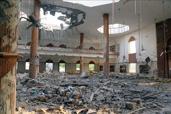 Un templo en Punjab, Pakistán, queda destruido tras ser atacado por un misil de la India. (Foto: Xinhua/VNA)