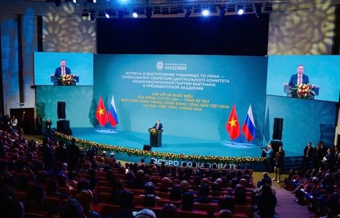 El secretario general del Partido Comunista de Vietnam, To Lam, habla en el evento (Foto: VNA)