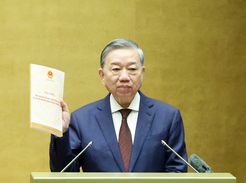 El secretario general del Partido Comunista de Vietnam, To Lam, interviene en la cita (Foto: VNA)