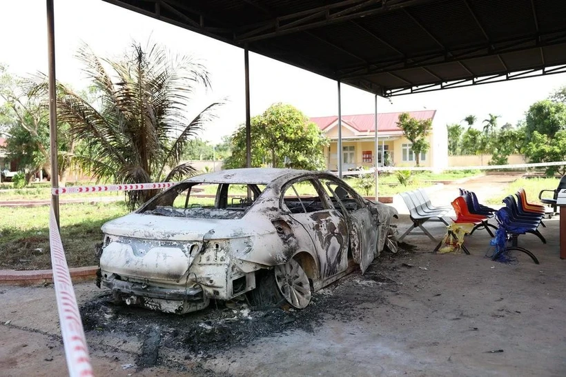 Consecuencia del ataque terrorista perpetrado por MSFJ en la comuna de Ea Ktur, distrito de Cu Kuin, provincia de Dak Lak, en 2023. (Foto: VNA)