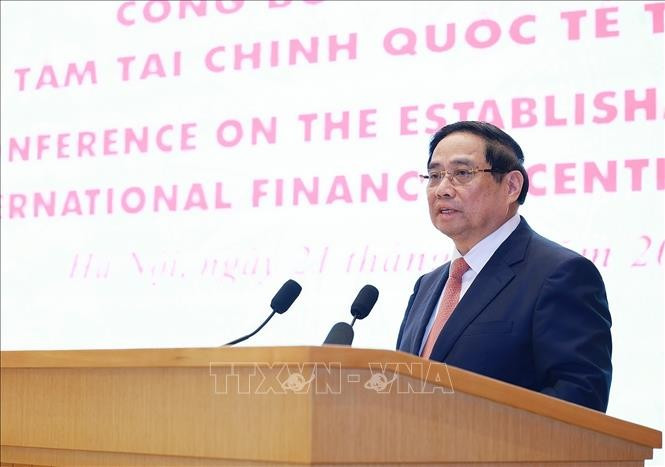 El primer ministro de Vietnam, Pham Minh Chinh, interviene en la cita (Foto: VNA)