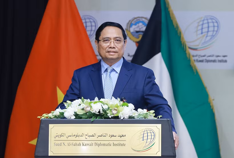 El primer ministro de Vietnam, Pham Minh Chinh, interviene en la cita (Foto: VNA)