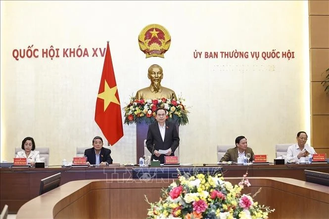 El presidente de la Asamblea Nacional de Vietnam, Tran Thanh Man, interviene en la cita (Foto: VNA)