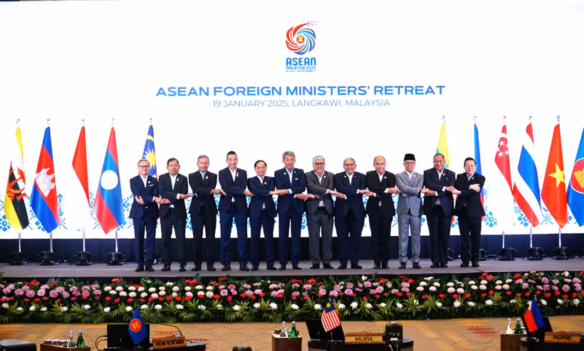 Delegados en la Reunión restringida de Ministros de Relaciones Exteriores de la ASEAN. (Foto: VNA)