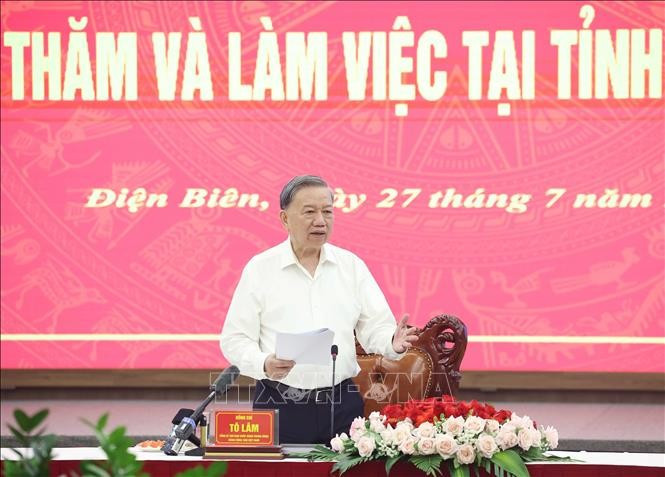 El secretario general del Partido Comunista de Vietnam, To Lam, interviene en la cita (Foto: VNA)