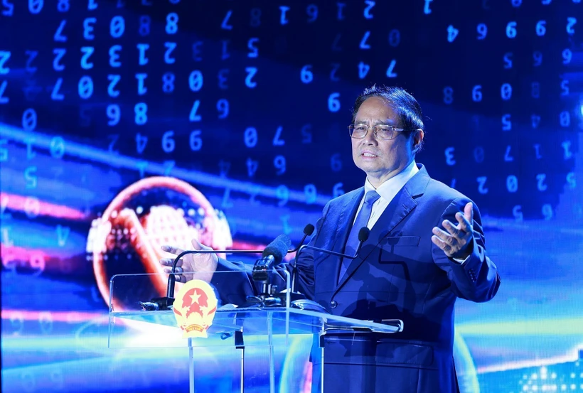 El primer ministro de Vietnam, Pham Minh Chinh, interviene en la cita (Foto: VNA)