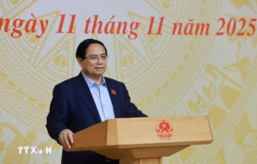 El primer ministro de Vietnam, Pham Minh Chinh, interviene en la cita (Foto: VNA)