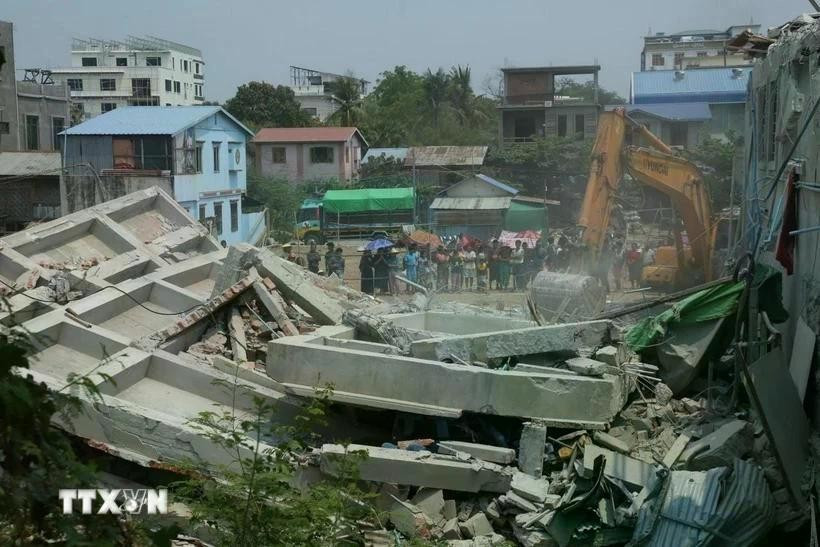 Myanmar continúa con las operaciones de rescate tras el devastador terremoto de magnitud 7,7 que azotó Mandalay el viernes pasado. (Foto: Xinhua/VNA)