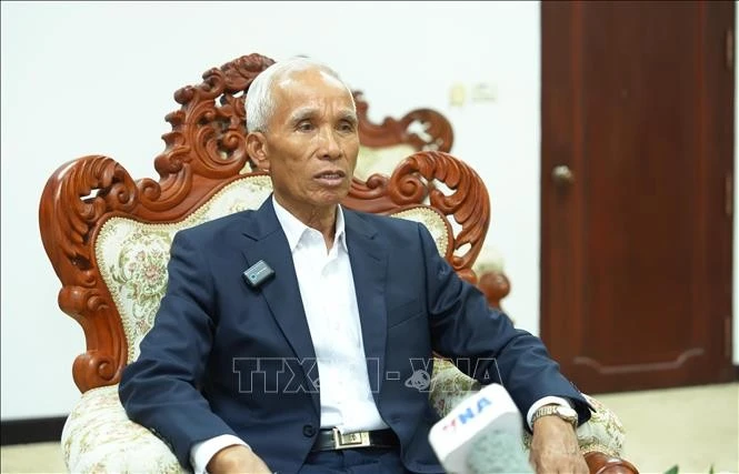 El jefe de la Comisión de Propaganda y Educación del Comité Central del Partido Popular Revolucionario de Laos, Khamphanh Pheuyavong (Foto: VNA)