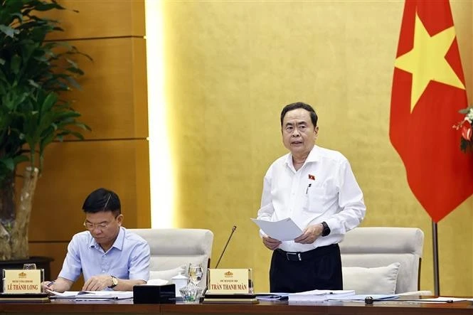 El presidente de la Asamblea Nacional de Vietnam, Tran Thanh Man, interviene en la cita (Foto: VNA)