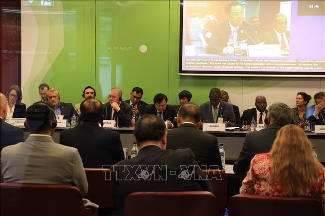 El viceministro Nguyen Hoang Hiep asiste a la Plataforma Global para la Reducción del Riesgo de Desastres (GP2025) en Ginebra, Suiza, el 4 de junio. (Foto: VNA)