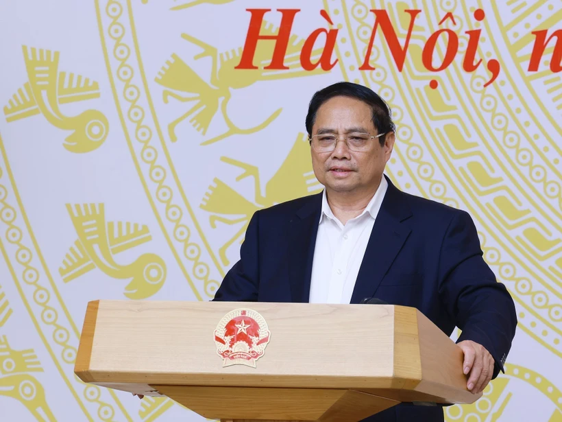 El primer ministro de Vietnam, Pham Minh Chinh, interviene en la cita (Foto: VNA)