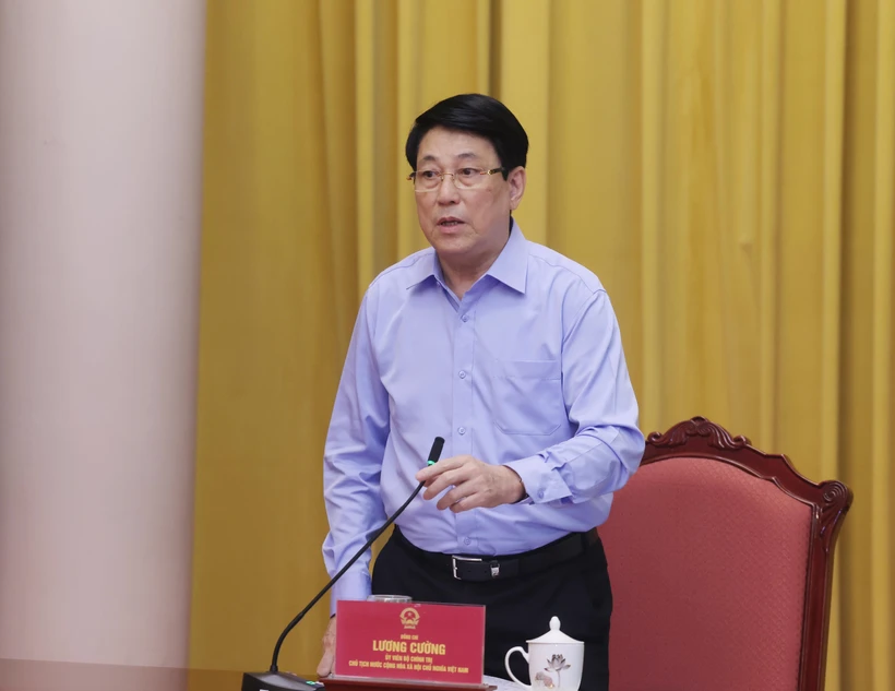 El presidente de Vietnam, Luong Cuong, interviene en la cita (Foto: VNA)