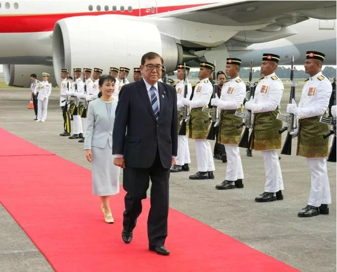 El primer ministro japonés, Ishiba Shigeru, inició un viaje de cuatro días a Malasia e Indonesia el 9 de enero (Foto: kyodonews.net)