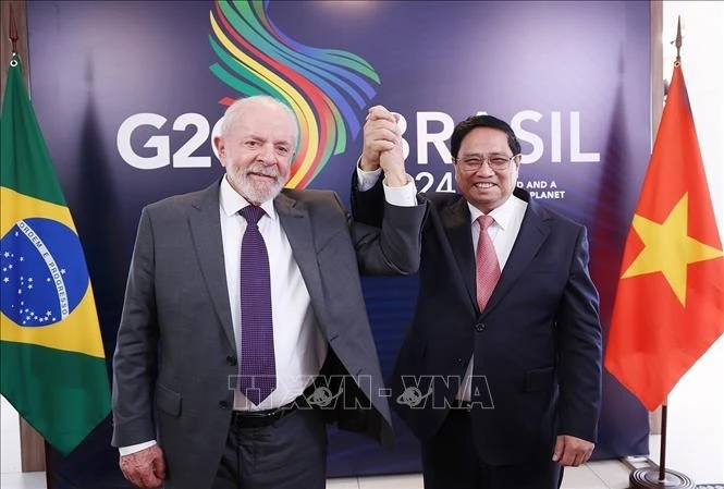 El presidente de Brasil, Luiz Inácio Lula da Silva, y el primer ministro de Vietnam, Pham Minh Chinh, sostuvieron conversaciones en noviembre de 2024 (Foto: VNA)