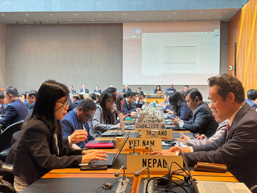 La delegación vietnamita participa en la tercera revisión de la política comercial de Camboya (Foto: VNA)
