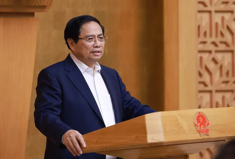 El primer ministro de Vietnam, Pham Minh Chinh, interviene en la cita (Foto: VNA)