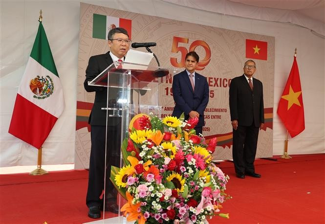 El embajador de Vietnam en México, Nguyen Van Hai, interviene en la cita (Foto: VNA)