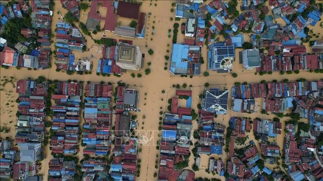 Inundaciones en la ciudad de Thai Nguyen, provincia homónima (Foto: VNA)