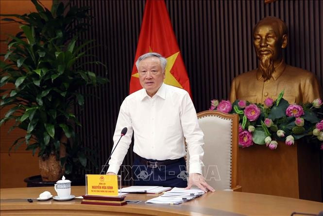 El viceprimer ministro permanente de Vietnam, Nguyen Hoa Binh, interviene en la cita (Foto: VNA)