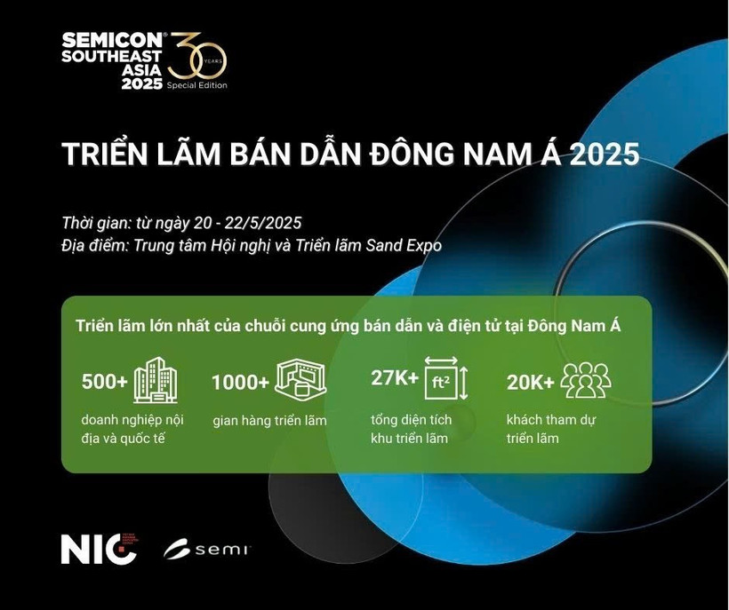 La exposición SEMICON Southeast Asia 2025 (SEMICON SEA 2025) se celebrará del 20 al 22 de mayo en Singapur. (Foto: NIC)