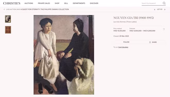 La pintura del artista vietnamita Nguyen Gia Tri en la web de Christie's (Foto: captura de pantalla)