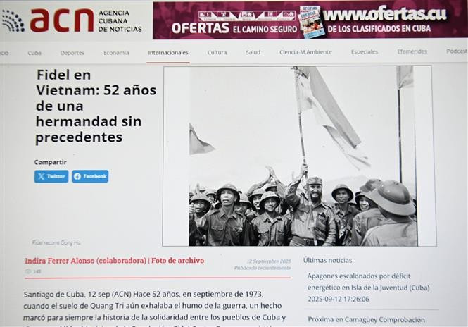 Artículo publicado por la ACN sobre 52 años de hermandad sin precedentes entre los pueblos cubano y vietnamita (Foto: captura de pantalla)