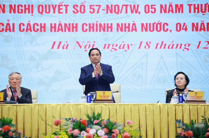 El primer ministro de Vietnam, Pham Minh Chinh, interviene en la cita (Foto: VNA)
