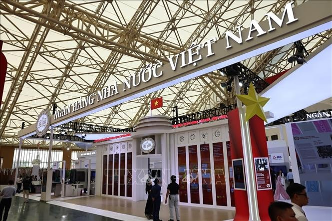 El stand del Banco Estatal de Vietnam en la Exposición de Logros Nacionales con motivo del 80.º aniversario del Día Nacional (Foto: VNA)