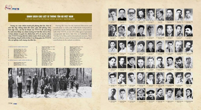 Una página en el libro "8o Años de la Agencia Vietnamita de Noticias" (Foto: Editorial de la VNA)