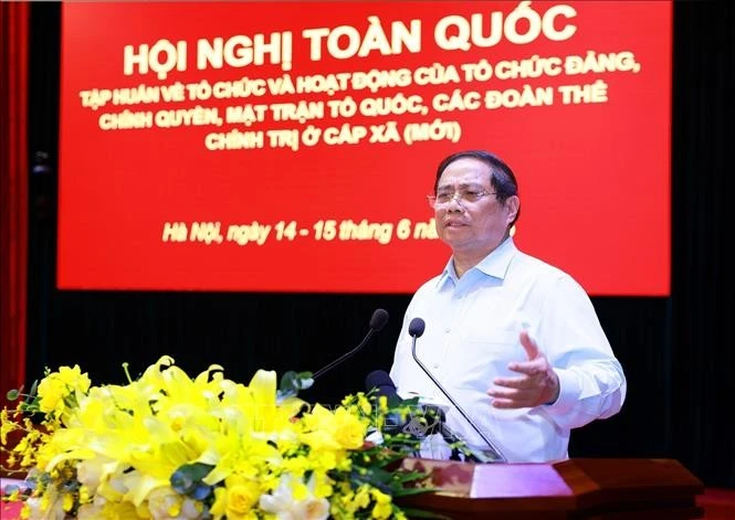 El primer ministro de Vietnam, Pham Minh Chinh, interviene en la cita (Foto: VNA)