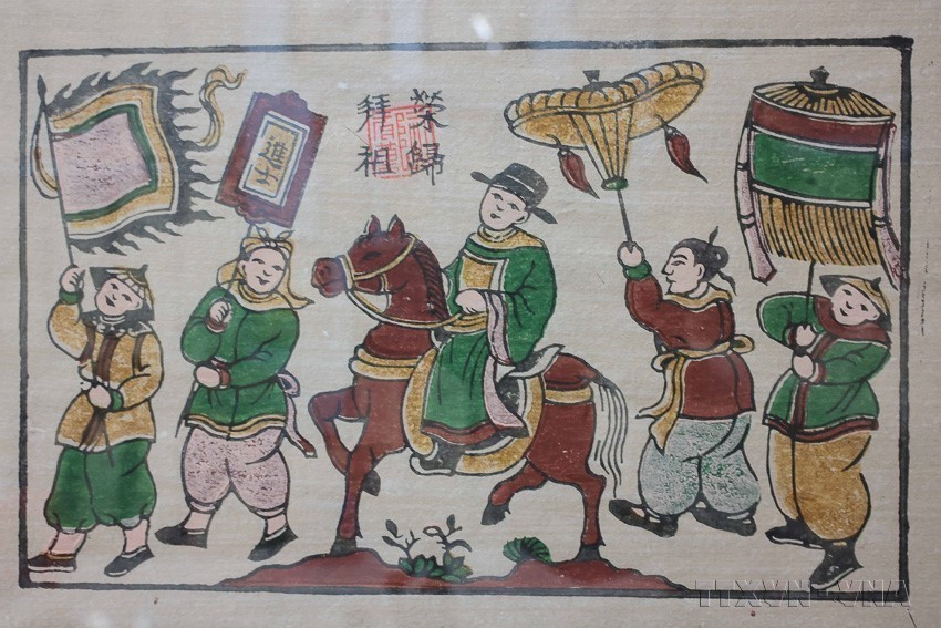 En el pasado, las pinturas populares Dong Ho se producían principalmente a finales de año para satisfacer la demanda de decoración y culto de las familias vietnamitas durante el Nuevo Año Lunar (Tet). (Foto: VNA)