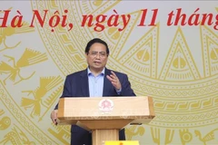 El primer ministro de Vietnam, Pham Minh Chinh, interviene en el evento. (Fuente: VNA)