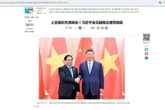 La Agencia Xinhua informa sobre la reunión entre el presidente chino Xi Jinping y el primer ministro vietnamita Pham Minh Chinh. (Fuente: VNA)