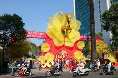 Una exposición artística toma como imagen simbólica el caballo con flores de albaricoque, con el objetivo de transmitir el espíritu de los nuevos comienzos y la aspiración de superación en el Año Nuevo. (Fuente: VNA)
