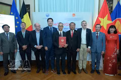 En la entrega del certificado de registro de inversión para el proyecto de la planta láctea Be Milk. (Fuente: VNA)
