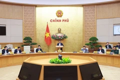 El primer ministro de Vietnam, Pham Minh Chinh, interviene en la reunión. (Fuente: VNA)