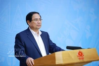 El primer ministro Pham Minh Chinh habla en el evento. (Fuente: VNA)
