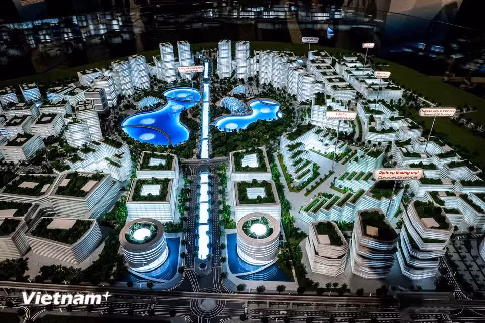Maqueta de uno de los proyectos emblemáticos de desarrollo de Hanoi. (Foto: Vietnam+)